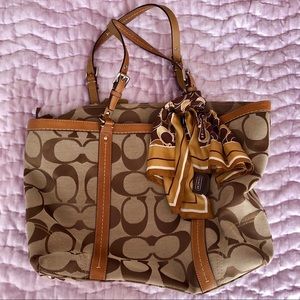 Coach Tote Bag with Silk Scarf Accessory